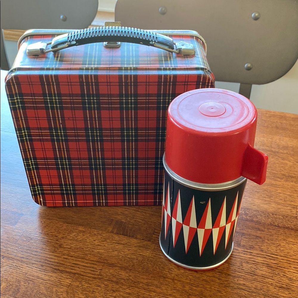 Vintage Plaid Lunch Box with Thermos